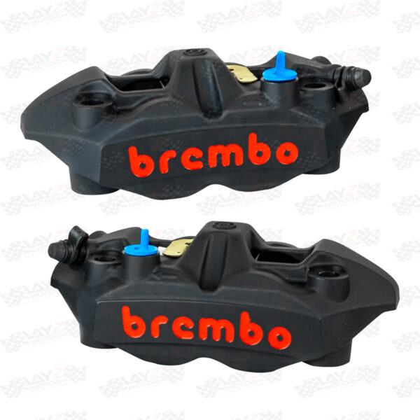 Brembo M4.34 Monobloc Set Front Radial Brake Calipers 108mm, Black Red Logo
