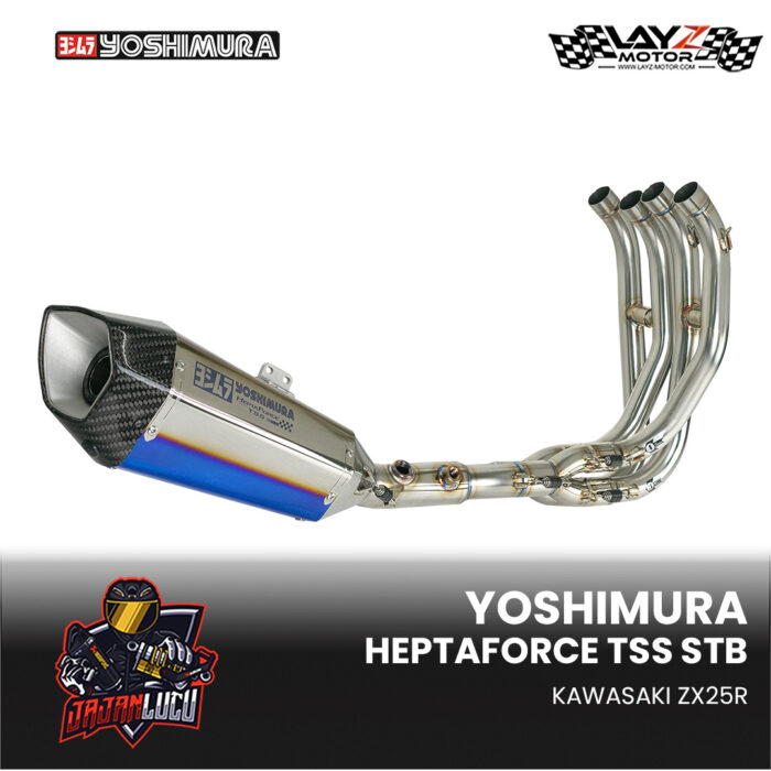 Yoshimura Hepta Force TSS Full System Exhaust STB (Titanium Blue Cover) - Kawasaki ZX25R